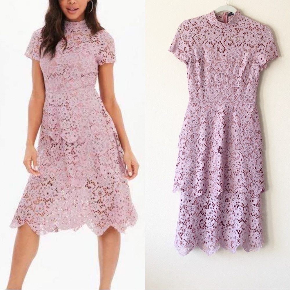 Missguided Lace High Neck Midi Dress